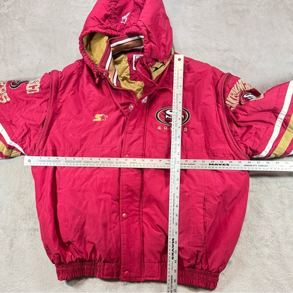 Rare 90’s San Francisco 49ers Starter Jacket Removable Hood And Sleeves XL 🔥 - Picture 3 of 5